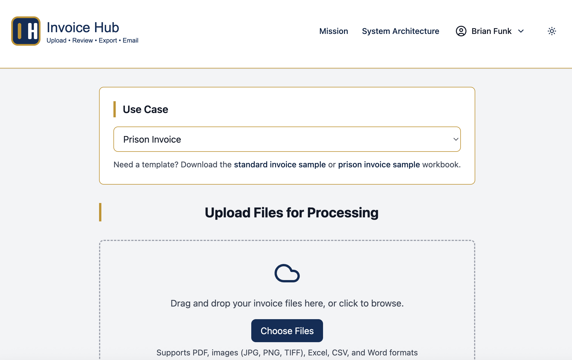 InvoiceHub website screenshot