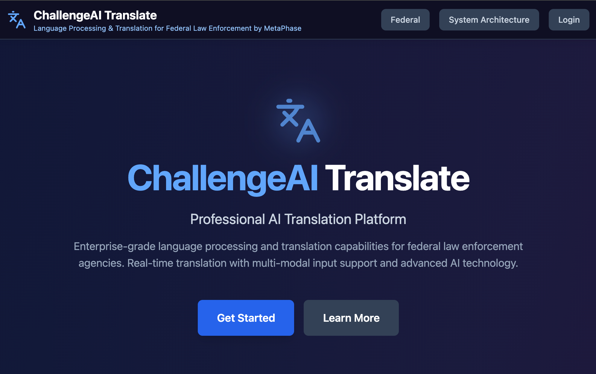 Translate website screenshot